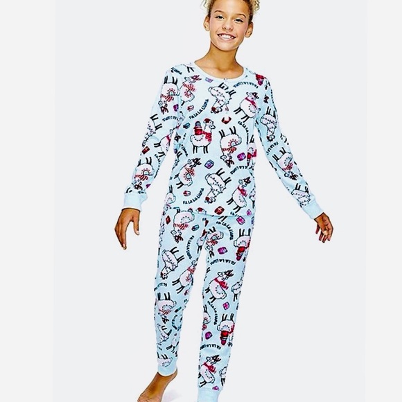 COPY - [GIRLS] Justice Fa La La Llama Holiday Christmas Pajamas PJ Set Size 12 - Picture 1 of 4